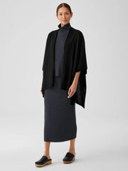 Eileen Fisher Accessories | Fine Merino Jersey Poncho In Regenerative Wool Black - Women