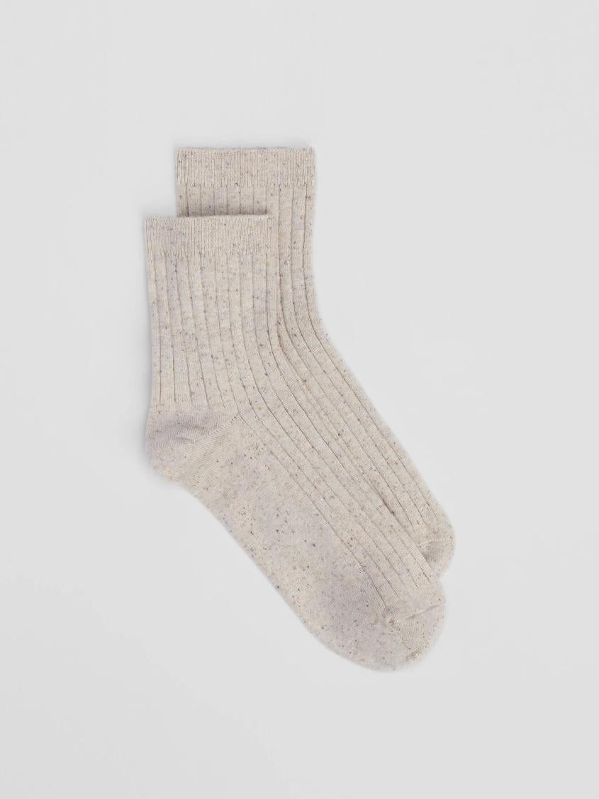 Eileen Fisher Accessories | Speckle Rib Quarter Crew Sock Natural - Women