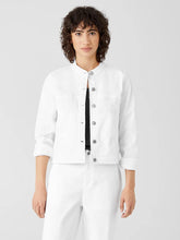 Eileen Fisher Denim | Organic Cotton Denim Stand Collar Jacket White - Women