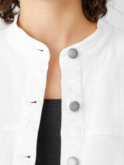 Eileen Fisher Denim | Organic Cotton Denim Stand Collar Jacket White - Women