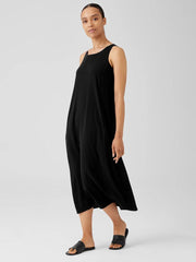 Eileen Fisher Dresses & Skirts | Silk Georgette Crepe Scoop Neck Dress Black - Women