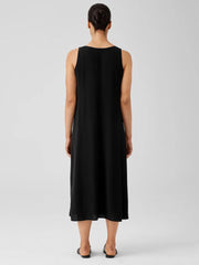 Eileen Fisher Dresses & Skirts | Silk Georgette Crepe Scoop Neck Dress Black - Women