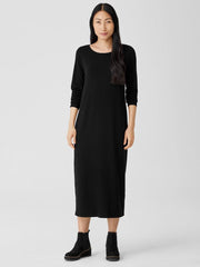 Eileen Fisher Dresses & Skirts | Stretch Jersey Knit Jewel Neck Dress Black - Women