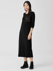 Eileen Fisher Dresses & Skirts | Stretch Jersey Knit Jewel Neck Dress Black - Women
