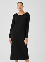 Eileen Fisher Dresses & Skirts | Stretch Jersey Knit Jewel Neck Dress Black - Women
