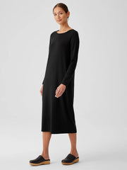 Eileen Fisher Dresses & Skirts | Stretch Jersey Knit Jewel Neck Dress Black - Women