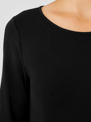 Eileen Fisher Dresses & Skirts | Stretch Jersey Knit Jewel Neck Dress Black - Women