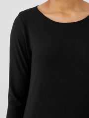 Eileen Fisher Dresses & Skirts | Stretch Jersey Knit Jewel Neck Dress Black - Women
