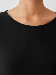 Eileen Fisher Dresses & Skirts | Stretch Jersey Knit Jewel Neck Dress Black - Women