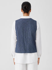 Eileen Fisher Jackets, Coats & Vests | Airy Organic Cotton Twill Quilted Vest Denim - Women
