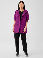 Eileen Fisher Jackets, Coats & Vests | Light Cotton Nylon Hooded Coat Atlantis - Women