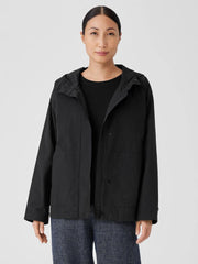Eileen Fisher Jackets, Coats & Vests | Light Cotton Nylon Hooded Jacket Black - Women