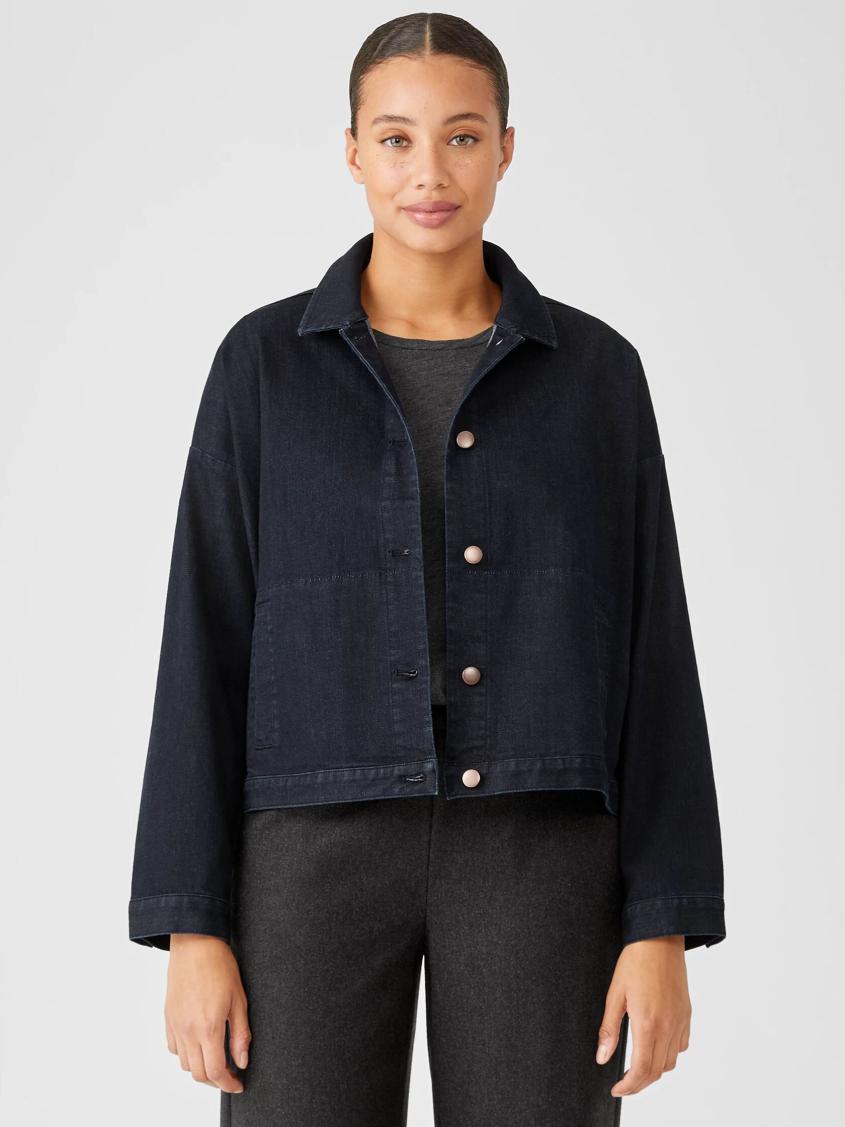 Eileen Fisher Jackets, Coats & Vests | Organic Cotton Stretch Denim Jacket Utility Blue - Women