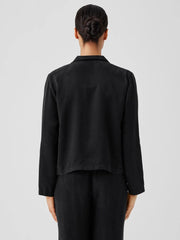 Eileen Fisher Jackets, Coats & Vests | Sandwashed Twill Stand Collar Jacket Black - Women
