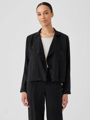 Eileen Fisher Jackets, Coats & Vests | Sandwashed Twill Stand Collar Jacket Black - Women