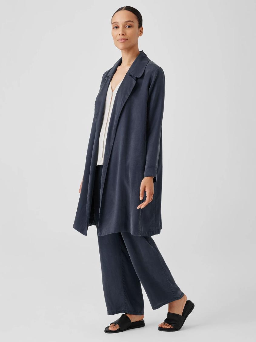 Eileen Fisher Jackets, Coats & Vests | Sandwashed Twill Trench Coat Ocean - Women