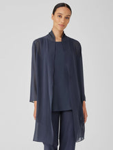 Eileen Fisher Jackets, Coats & Vests | Sheer Silk Georgette High Collar Jacket Ocean - Women