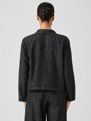 Eileen Fisher Jackets, Coats & Vests | Tweedy Hemp Cotton Classic Collar Jacket Black - Women