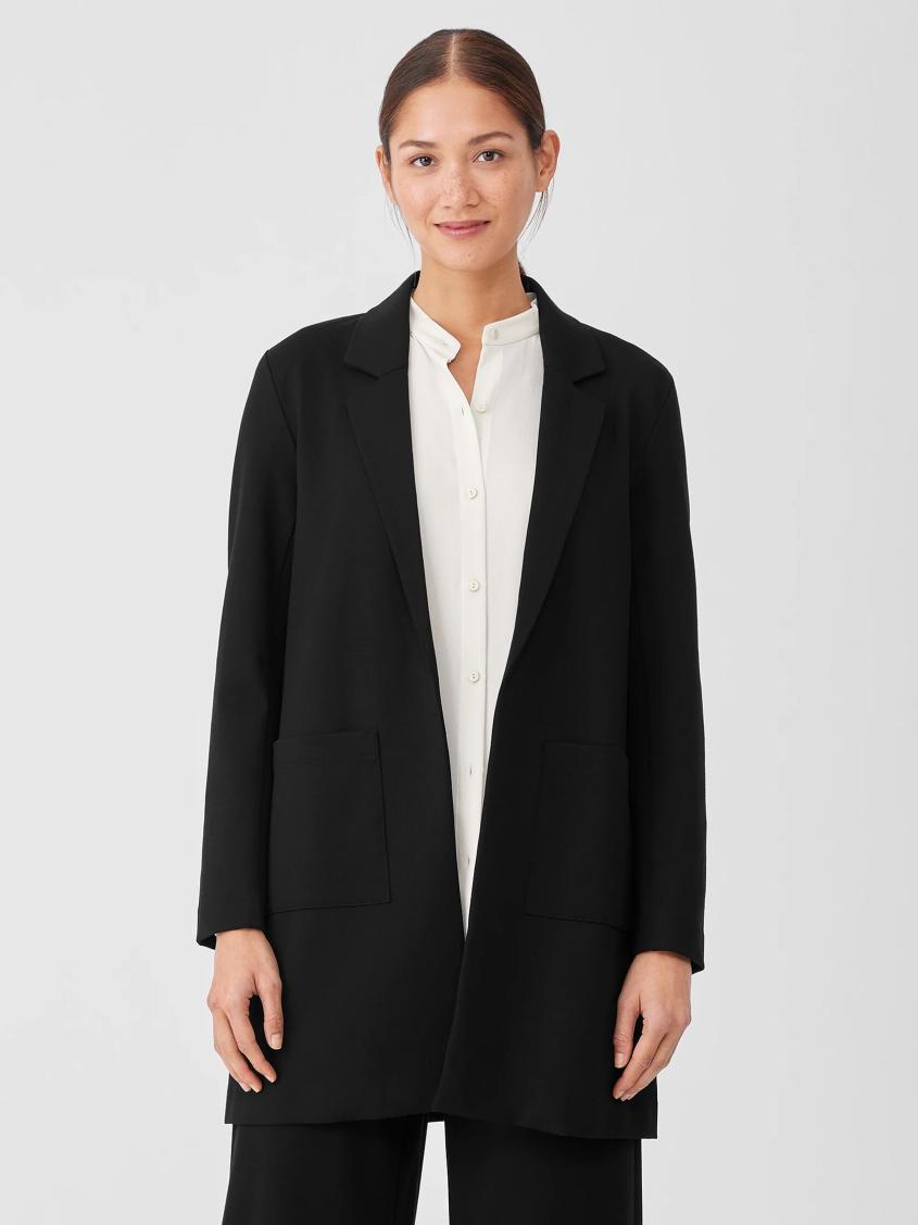 Eileen Fisher Jackets, Coats & Vests | Washable Flex Ponte Long Blazer Black - Women