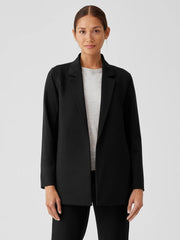 Eileen Fisher Jackets, Coats & Vests | Washable Flex Ponte Notch Collar Long Blazer Black - Women