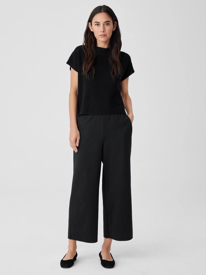 Eileen Fisher Pants, Shorts & Jumpsuits | Cotton Blend Ponte Wide-Leg Pant Black - Women