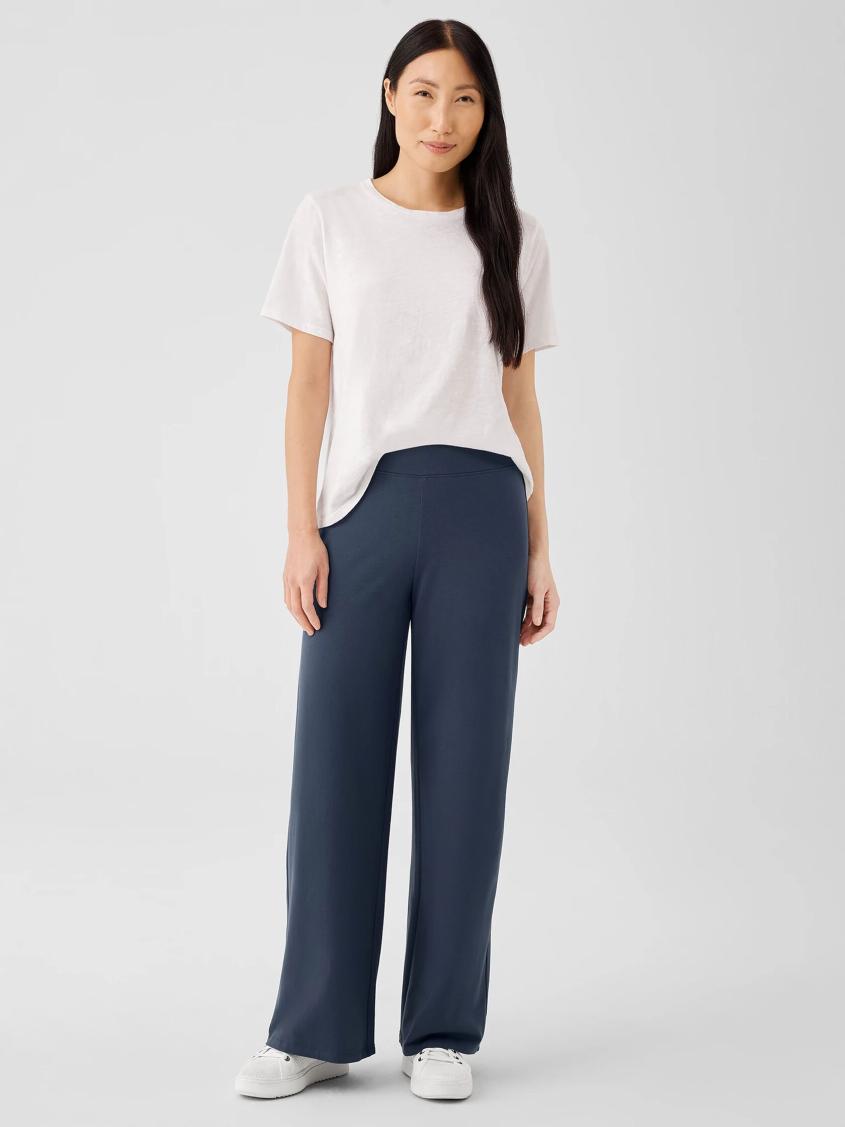 Eileen Fisher Pants, Shorts & Jumpsuits | Pima Cotton Stretch Jersey Wide-Leg Pant Ocean - Women