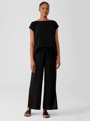 Eileen Fisher Pants, Shorts & Jumpsuits | Silk Georgette Crepe Pant With Slits Black - Women