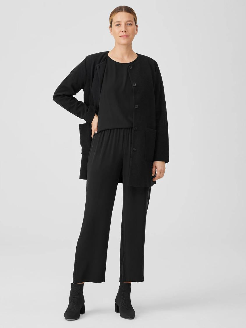 Eileen Fisher Pants, Shorts & Jumpsuits | Silk Georgette Crepe Straight Pant Black - Women