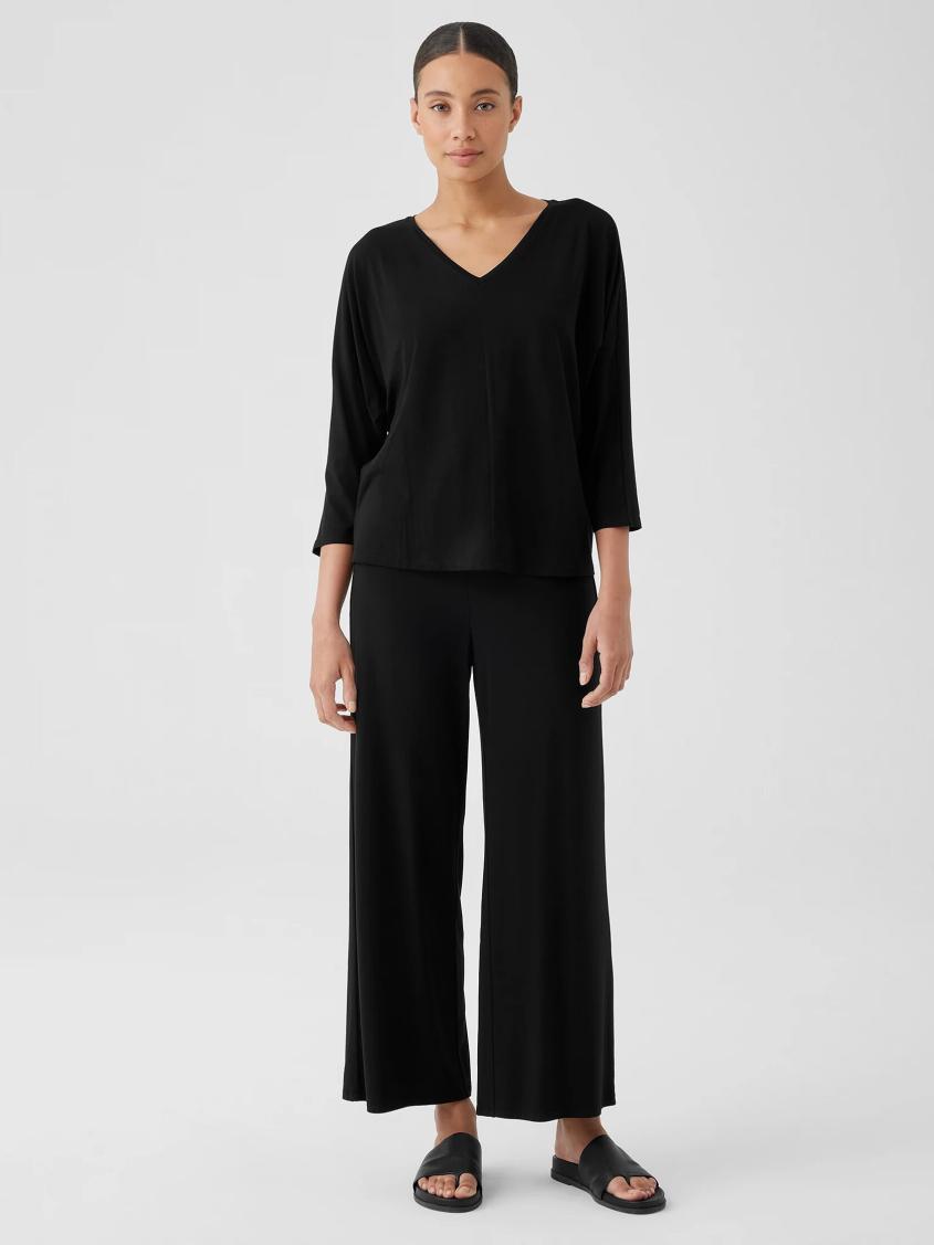 Eileen Fisher Pants, Shorts & Jumpsuits | Stretch Jersey Knit Wide-Leg Pant Black - Women