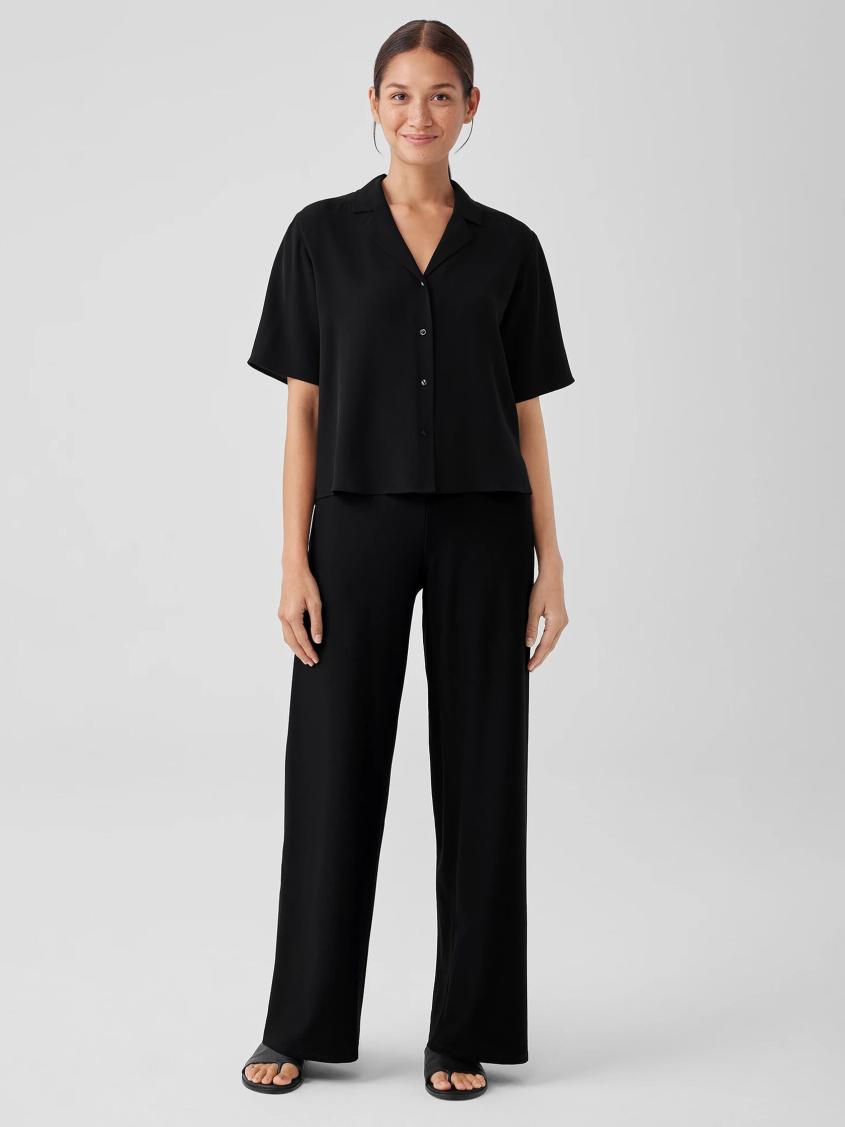 Eileen Fisher Pants, Shorts & Jumpsuits | Washable Stretch Crepe High-Waisted Wide Pant Black - Women