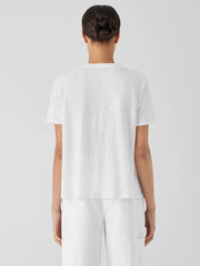 Eileen Fisher Petite | Organic Linen Jersey Crew Neck Tee White - Women