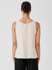Eileen Fisher Petite | Silk Georgette Crepe Scoop Neck Tank Bone - Women