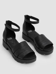 Eileen Fisher Shoes | Heir Tumbled Leather Wedge Sandal Black - Women