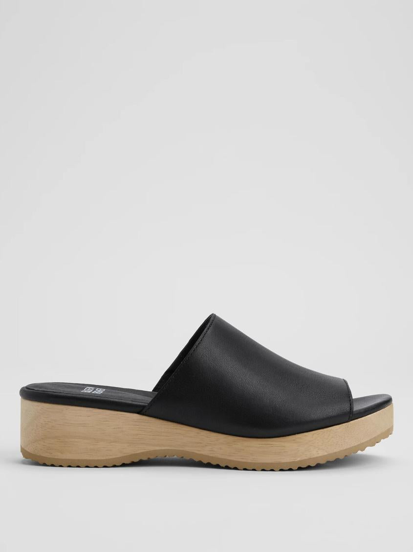 Eileen Fisher Shoes | Novel Leather Wedge Sandal Black - Women