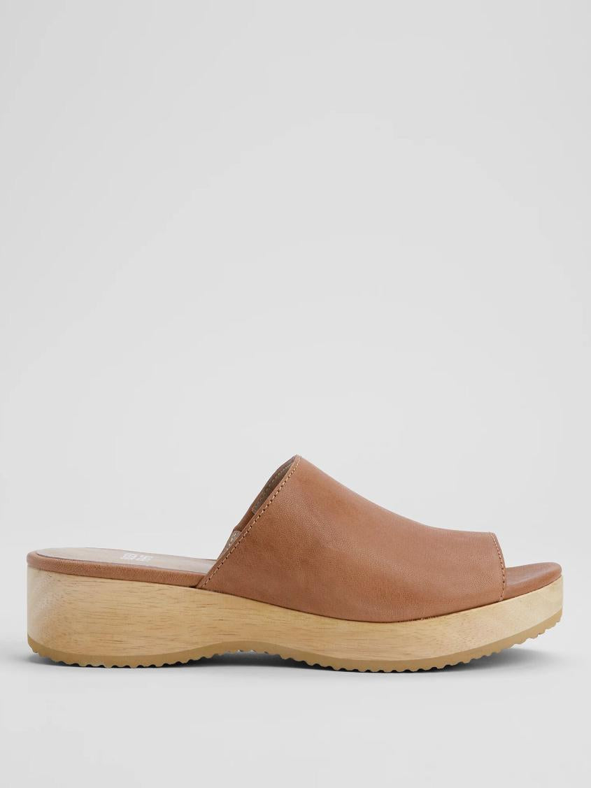 Eileen Fisher Shoes | Novel Tumbled Leather Wedge Sandal Cognac - Women