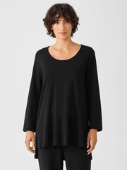 Eileen Fisher Sleepwear | Cozy Organic Cotton Interlock U-Neck Top Black - Women