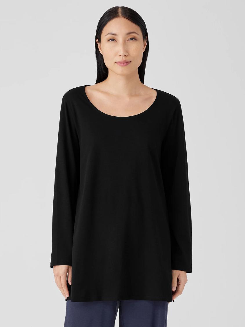 Eileen Fisher Sleepwear | Organic Cotton Interlock Long Sleep Top Black - Women