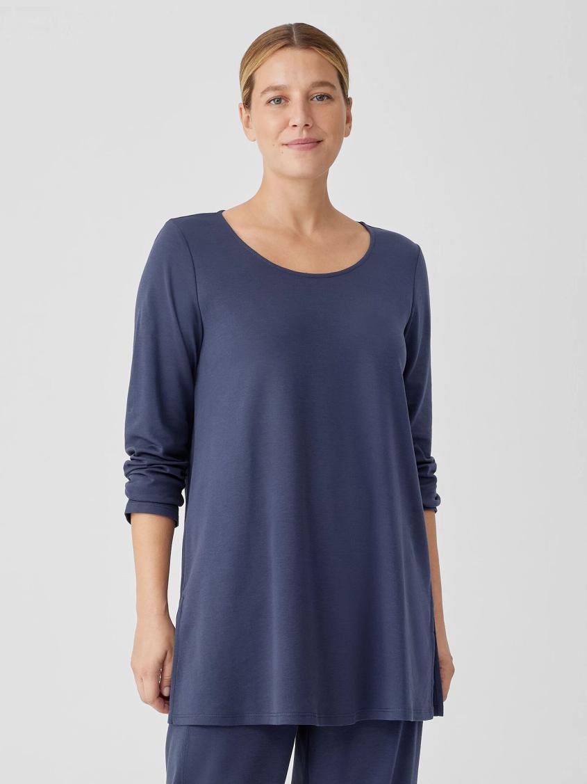 Eileen Fisher Sleepwear | Organic Cotton Interlock Long Sleep Top Indigo - Women