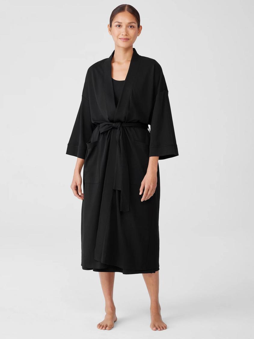 Eileen Fisher Sleepwear | Organic Cotton Interlock Sleep Robe Black - Women