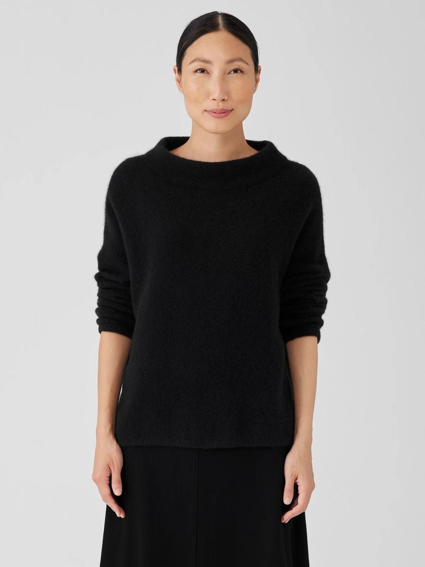 Eileen Fisher Sweaters & Cardigans | Cashmere Silk Bliss Funnel Neck Top Black - Women