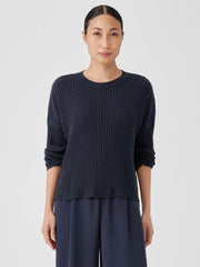 Eileen Fisher Sweaters & Cardigans | Cotton And Recycled Cashmere Crew Neck Box-Top Ocean - Women