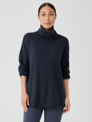 Eileen Fisher Sweaters & Cardigans | Cotton And Recycled Cashmere Turtleneck Long Top Ocean - Women