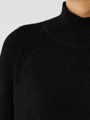 Eileen Fisher Sweaters & Cardigans | Merino Cropped Turtleneck Top In Regenerative Wool Black - Women
