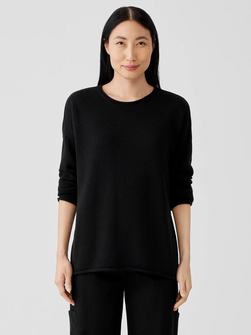 Eileen Fisher Sweaters & Cardigans | Peruvian Cotton Blend Crew Neck Top Black - Women