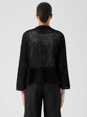 Eileen Fisher Sweaters & Cardigans | Peruvian Organic Cotton Boucle High Collar Cardigan Black - Women