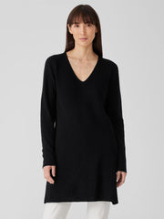 Eileen Fisher Sweaters & Cardigans | Peruvian Organic Cotton Crepe V-Neck Long Top Black - Women