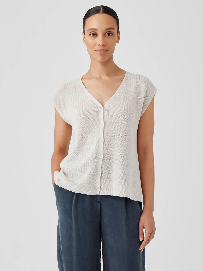 Eileen Fisher Sweaters & Cardigans | Peruvian Organic Cotton Crepe Vest Bone - Women