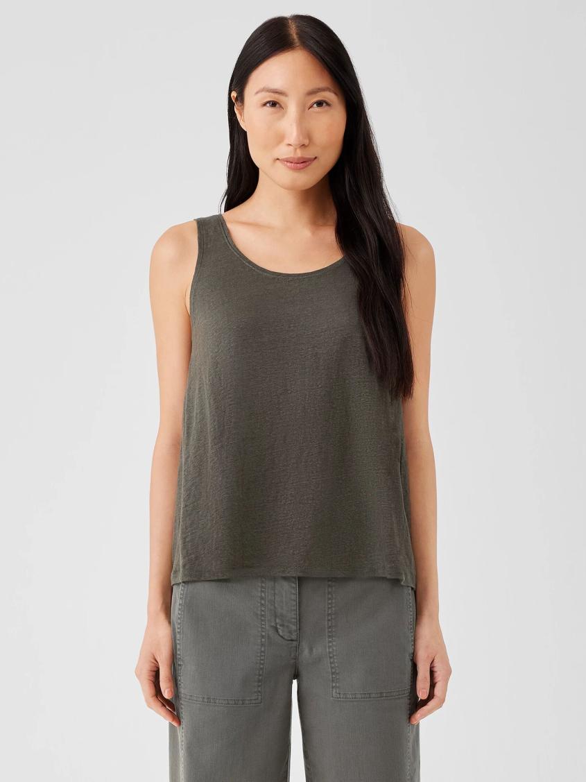 Eileen Fisher Tanks & Camis | Organic Linen Jersey Tank Black - Women