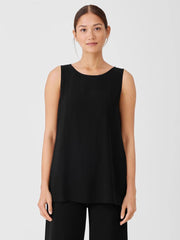 Eileen Fisher Tanks & Camis | Silk Georgette Crepe Ballet Neck Tank Black - Women