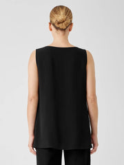 Eileen Fisher Tanks & Camis | Silk Georgette Crepe Ballet Neck Tank Black - Women